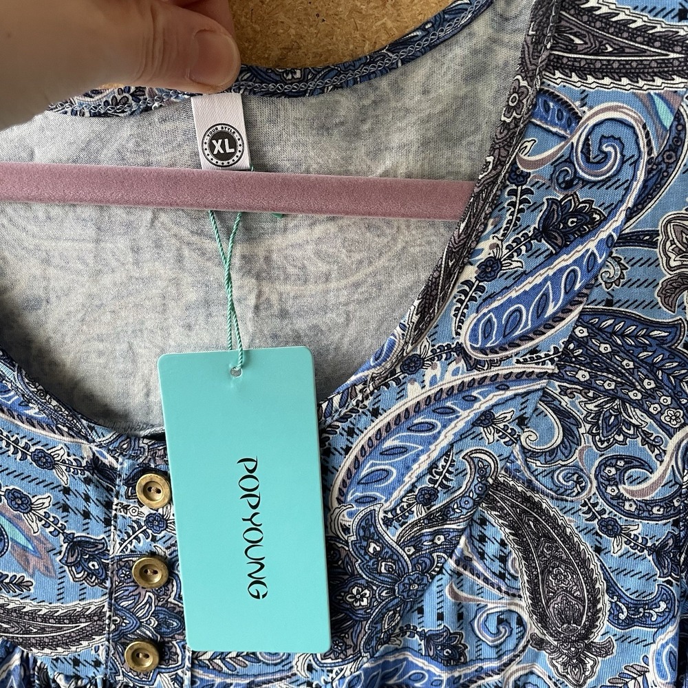 Women's shirt - Paisley Print - Size XL - New Blue Western Y2K - Picture 4 of 9